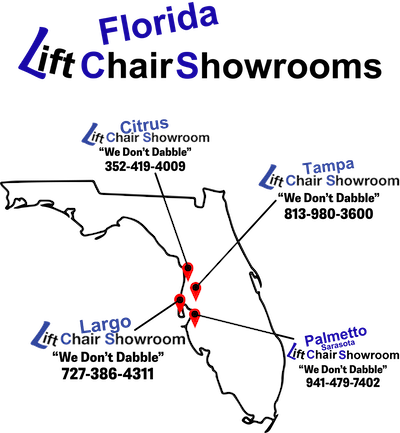 Largo Lift Chair Showroom' locations in Tampa, Largo, Citrus, & Pamletto. Find a lift chair near you